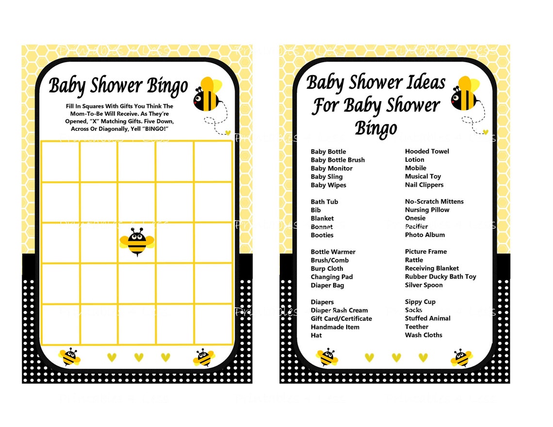 Bumble Bee Baby Shower Game Printable Bee Game Bee Shower | Etsy