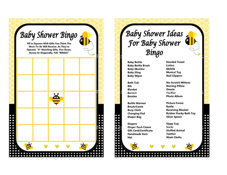 Bumble Bee Baby Shower Game Printable Bee Game Bee Shower | Etsy