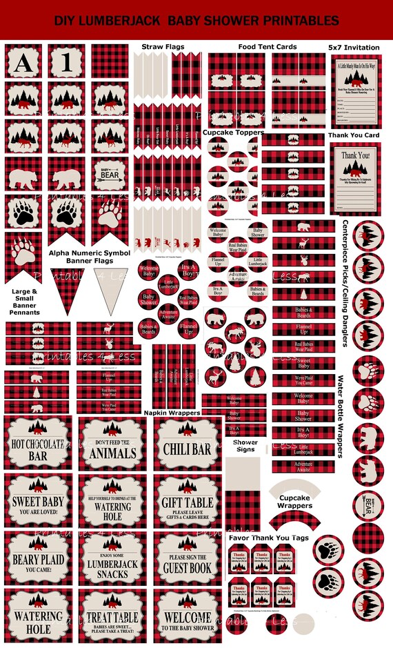 buffalo plaid baby shower supplies