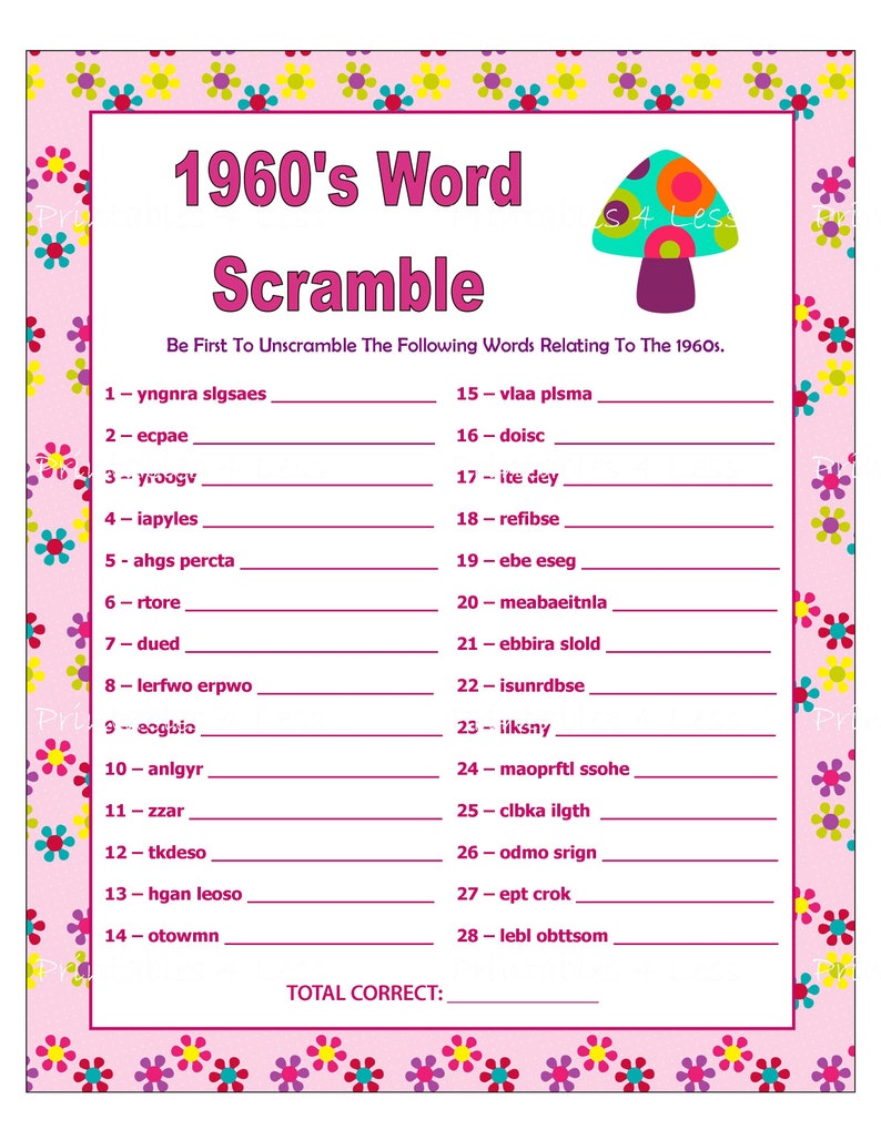 Birthday Word Scramble Free Printable Games For Adults Learning 
