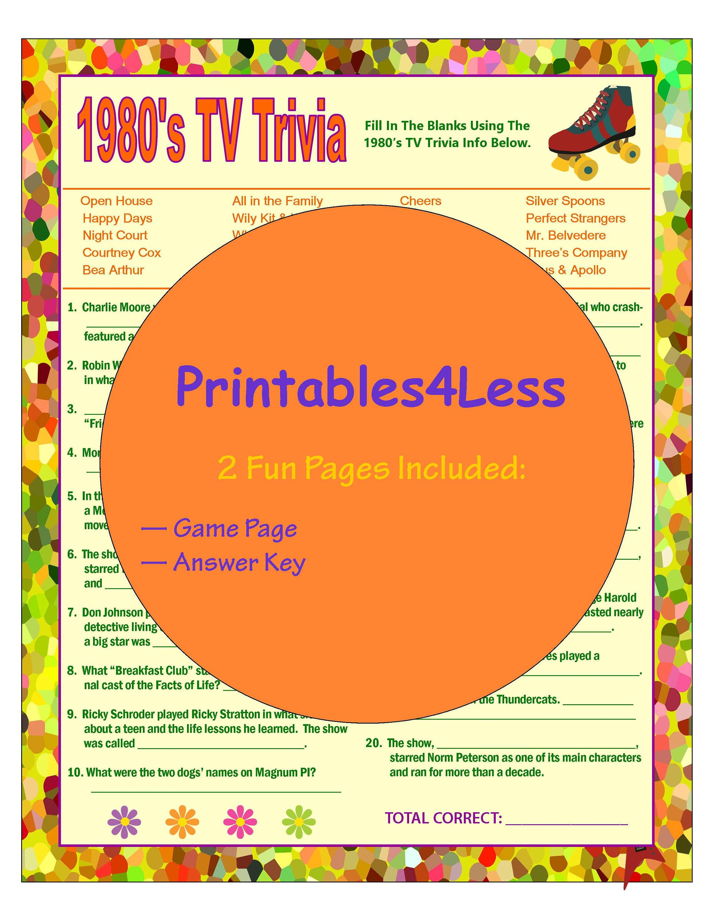 1980s Tv Trivia Game Diy 1980s Games Printable Trivia Game Etsy