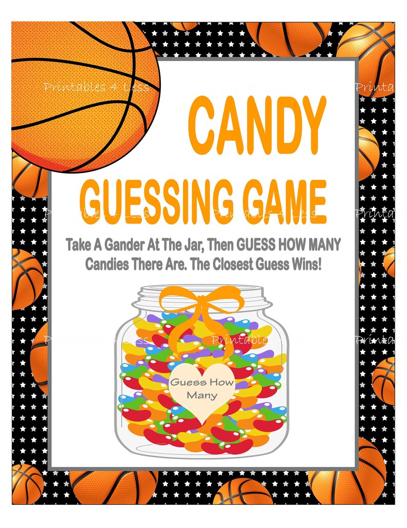Basketball Candy Guessing Game Guess How Many Baby Shower Etsy