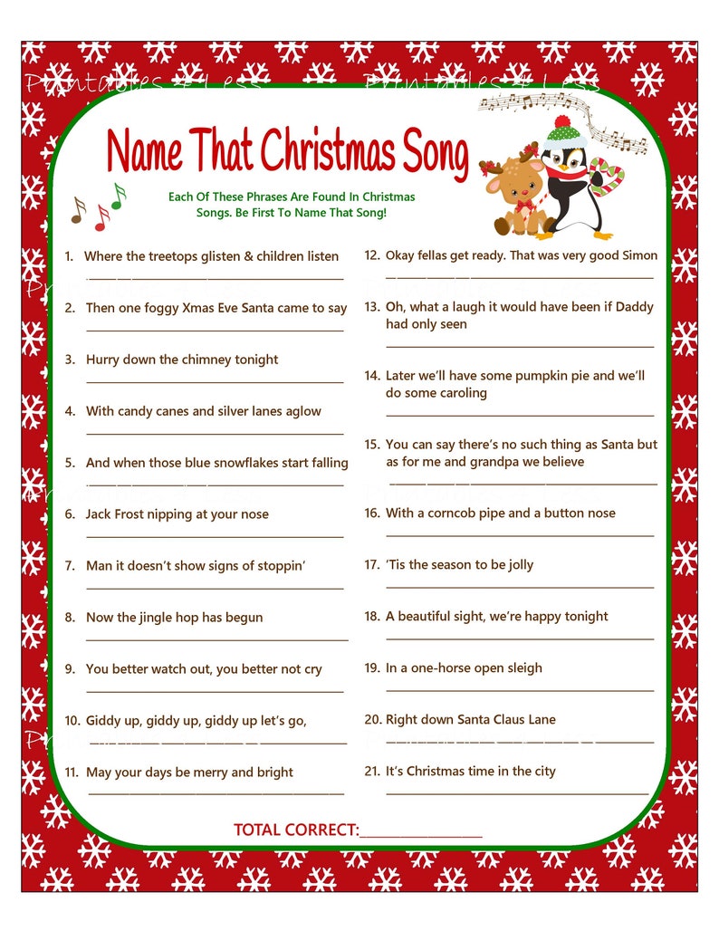 Christmas Carol Game DIY Christmas Song Game Christmas Music Etsy Christmas Carol Game DIY Christmas Song Game Christmas Music Etsy