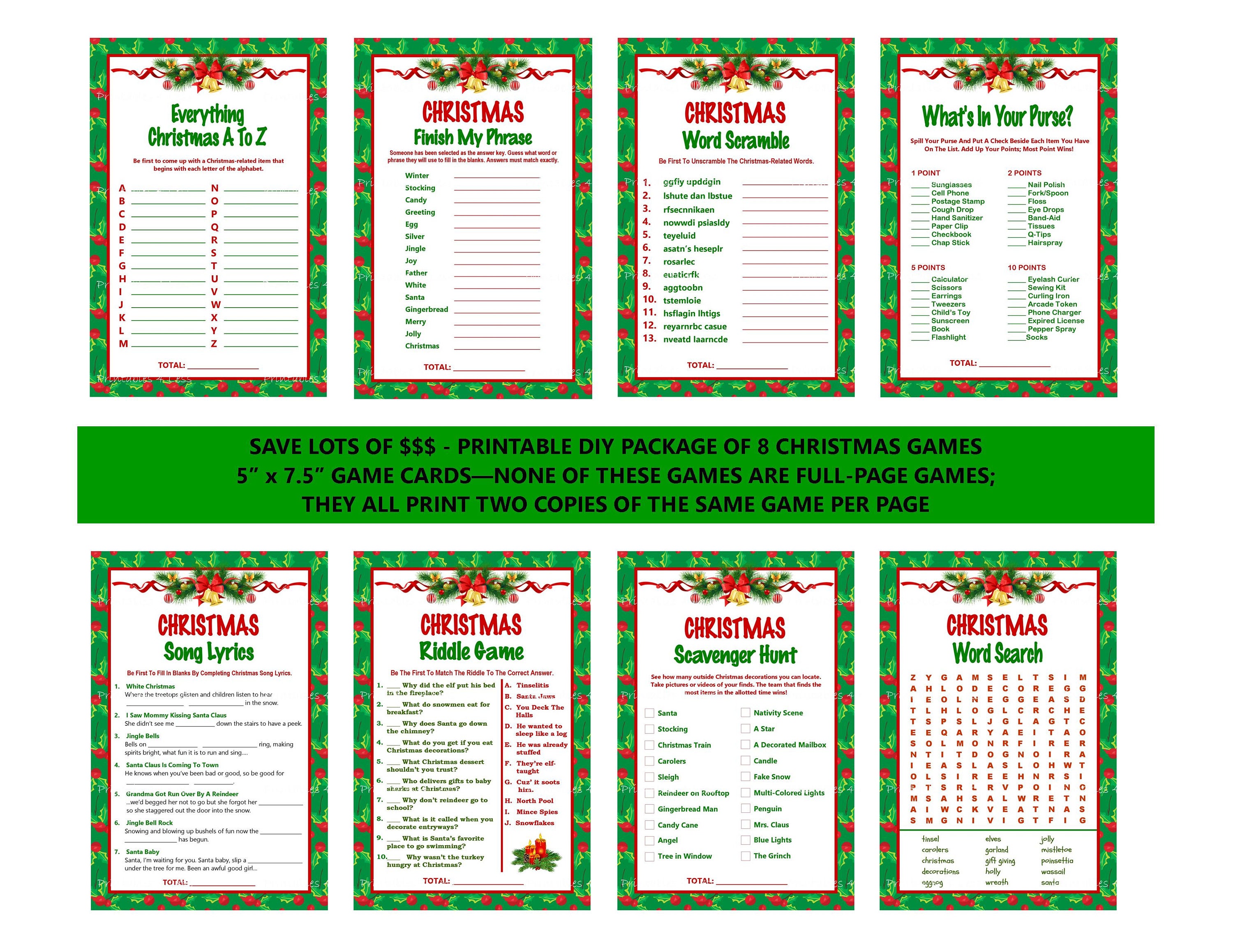 christmas-party-game-package-printable-christmas-game-etsy