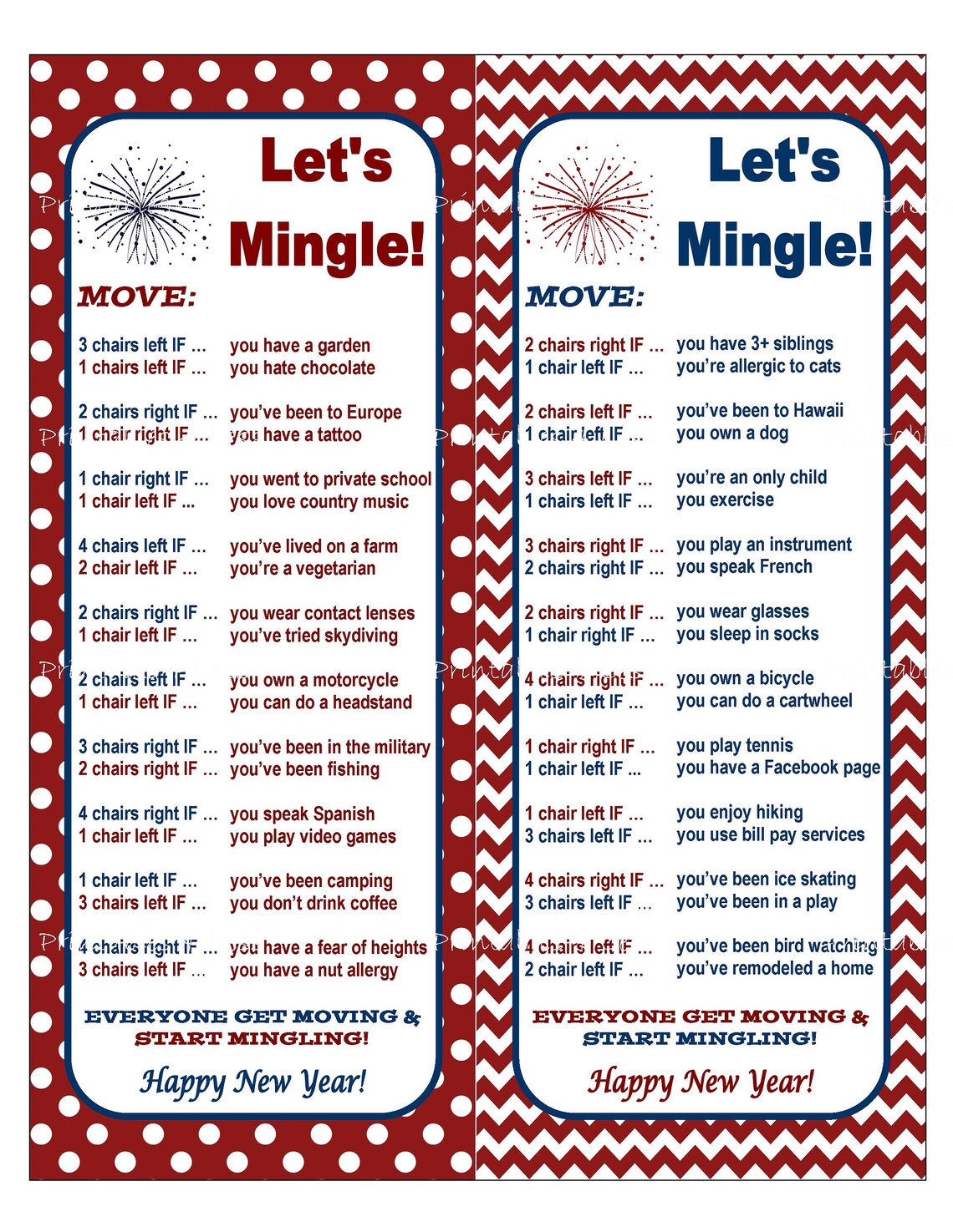 New Year's Game Party Ice Breaker Game Holiday Party Etsy