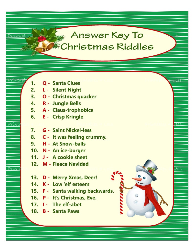 Christmas Riddle Game DIY Holiday Party Game Printable Etsy