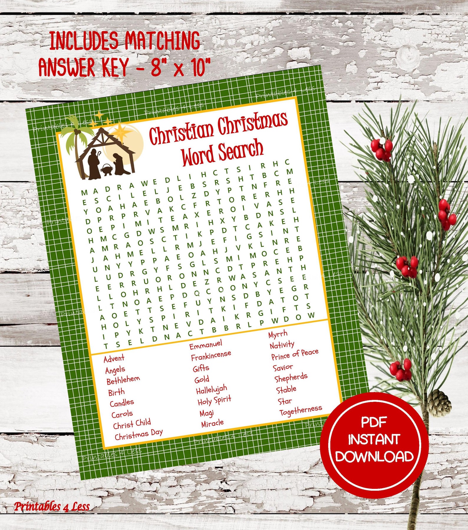 Christmas Word Search Printable Christmas Word Find | Etsy