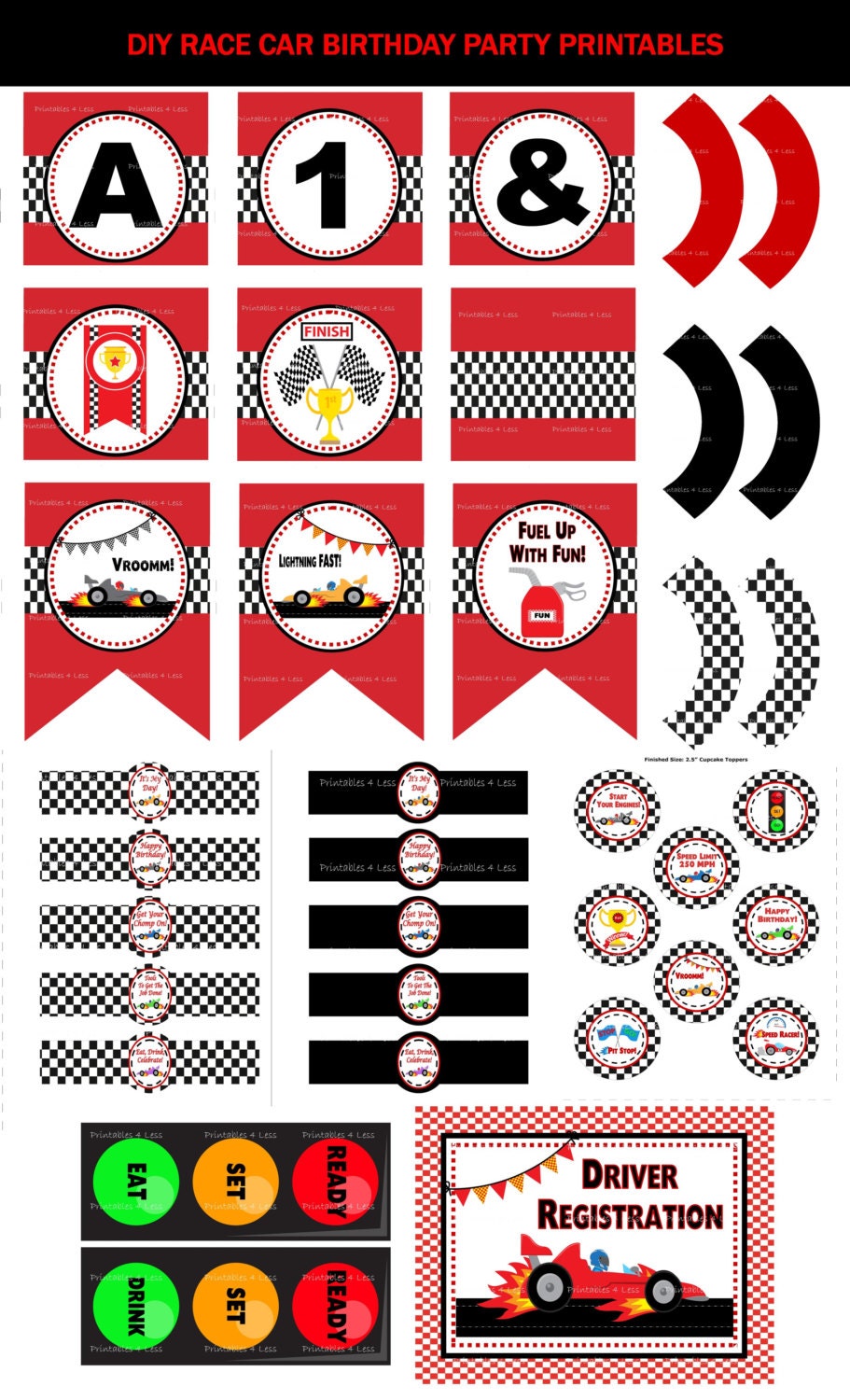 Race Car Birthday Party Race Car Party Printables Racing Car | Etsy