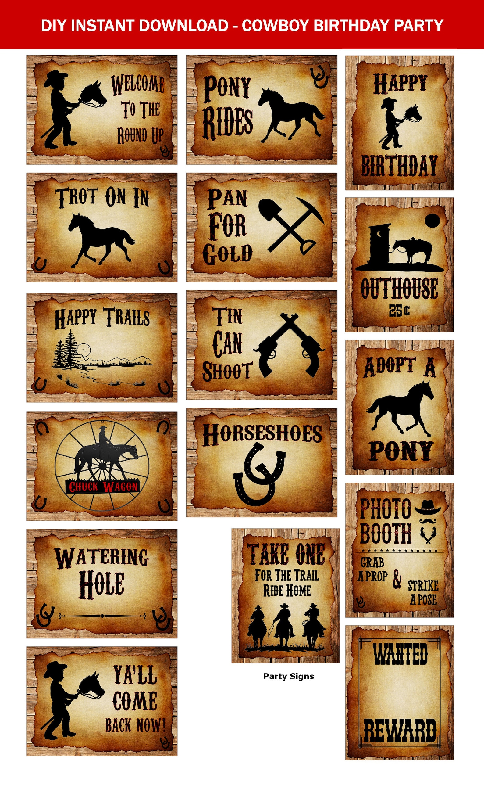 Cowboy Party Printable Cowboy Birthday Decorations Western | Etsy