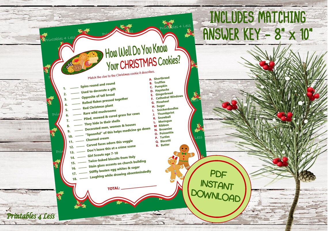 Christmas Game Cookie Jar Game Christmas Party Game Holiday Etsy