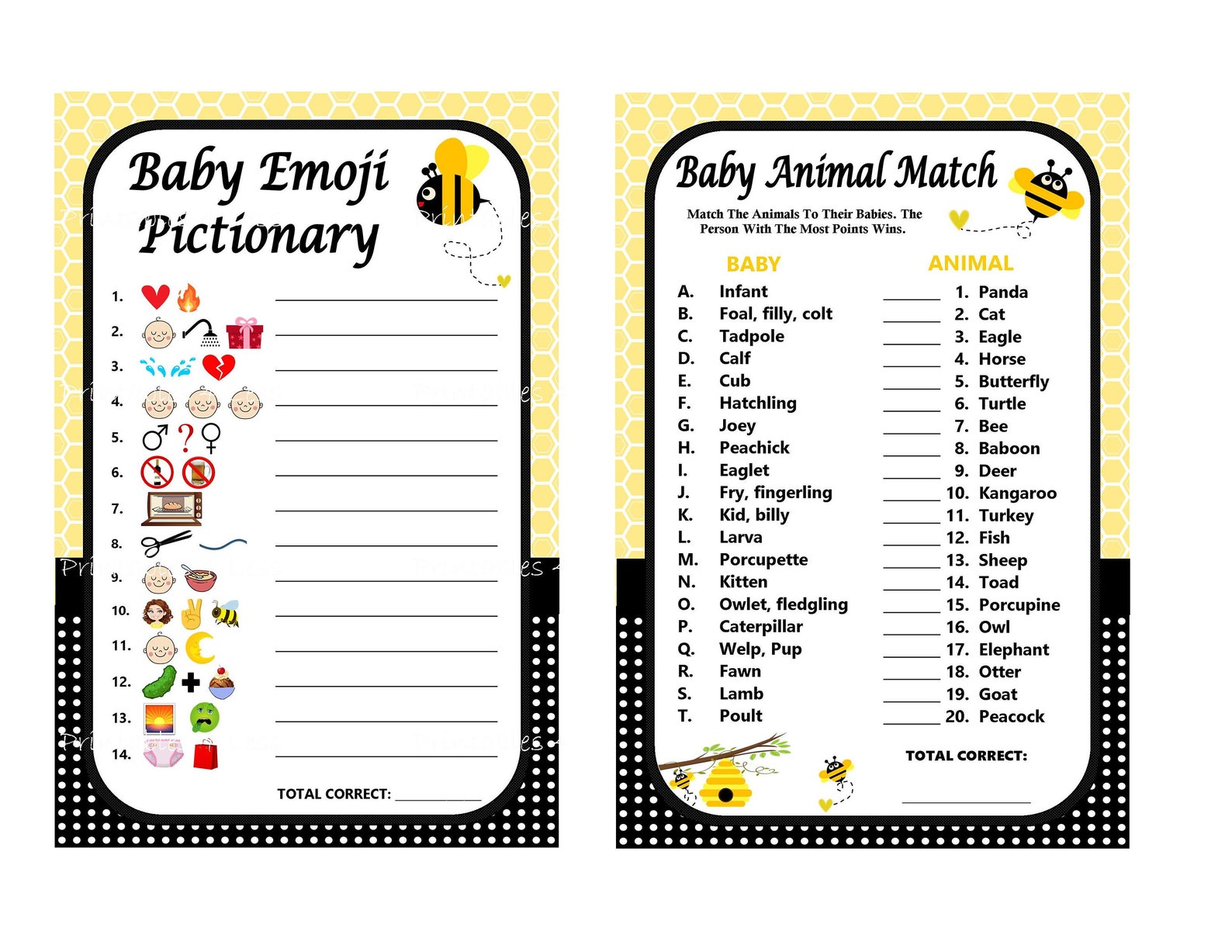 Bumble Bee Baby Shower Game Printable Bee Game Bee Shower Etsy