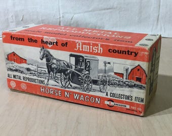 Lancaster Toy Mfg. Co. Amish Farm Wagon – 1950s Metal w/ Original Box & Driver