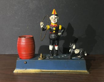 Ole Puffer Bulldog Cigar Cast Iron Mechanical Bank, 5 Cent Cigar