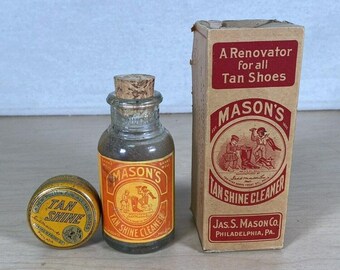 Early 1900s Mason’s Tan Shine Cleaner w/ Original Box