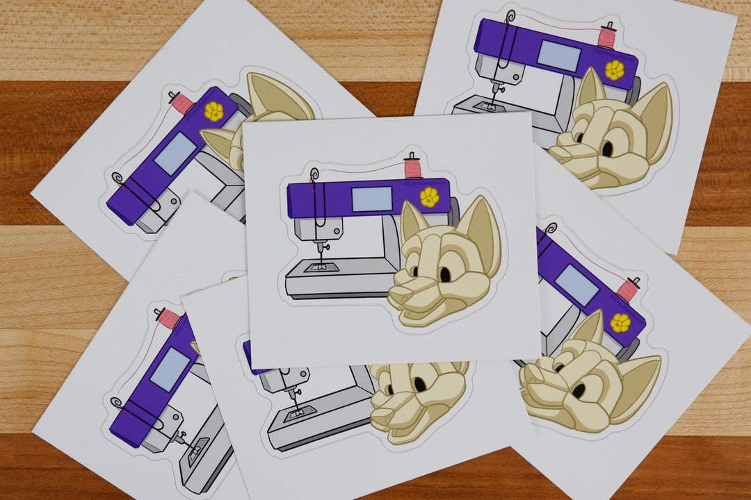 Fursuit Maker Sticker fox and Sewing Machine, 2pack Etsy
