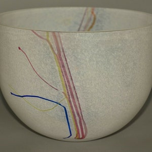 KOSTA BODA Glass Bowl Original Vintage Bertil Vallien Rainbow Frost Centerpiece Collectible Hand Blown Artist Signed Limited Edition