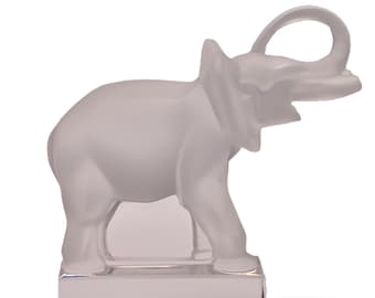Escultura/Figura de Elefante de Cristal de Cristal Antigua Original Vintage Firmada de LALIQUE