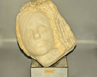 Vintage albasten vrouwensculptuur, moderne 'persona'-buste uit het midden van de eeuw