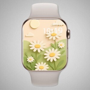Sfondo Daisy Field per Apple Watch – Arte ritagliata su carta con luce soffusa