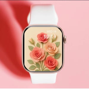 Carta da parati Paper Cut Rose per Apple Watch – Arte floreale rosa e rossa