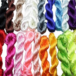 Multi-Color Satin Rattail Cord, 2.5mm Silk Beading Cord - 20 Bundles