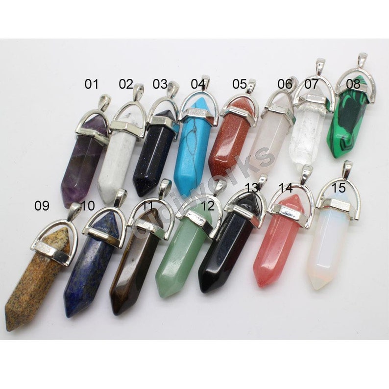 15pcslot Muti-color 1.5/'/'x12 /'/' Wire Wrapped Crystal Amethyst Gemstone Pendant Natural Crystal Charm Chokers Jewelry Making GD15AM146