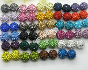 U Pick! 12mm Clay Rhinestone Beads Charm Pave Disco Ball Bracelet/nNcklace Bead