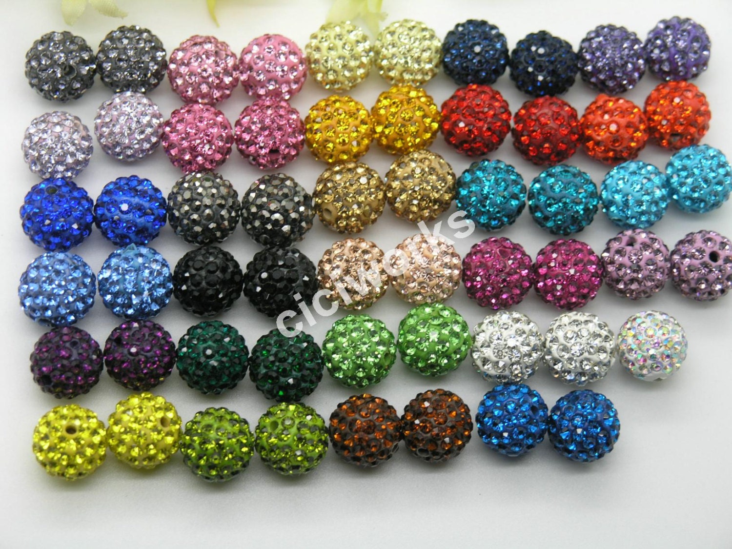 U Pick! 12mm Clay Rhinestone Beads Charm Pave Disco Ball Bracelet/nNcklace Bead