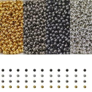 100Pcs Alloy Space Loose Beads Metal Seamless Smooth Round Beads Rondelle Slide Ball Beads for DIY Jewelry Making