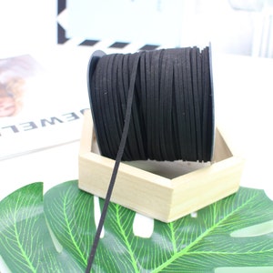 100 Yards 2.6mm Black Suede Korean Velvet Leather Cord String Rope Thread 1.5mm Thickness Korean Suede Leather, Suede Leather String Leather