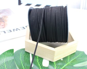 Schwarzes Kunstlederband, 2.6 mm, 100 Meter
