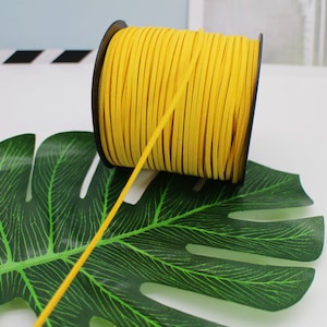 100 Yards 2.6mm Yellow Suede Korean Velvet Leather Cord String Rope Thread 1.5mm Thickness Korean Suede Leather, Suede Leather String