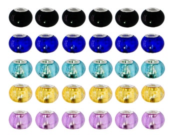 Large Hole Resin Slider Beads - European Style Charm, Jewelry Making (10pcs)