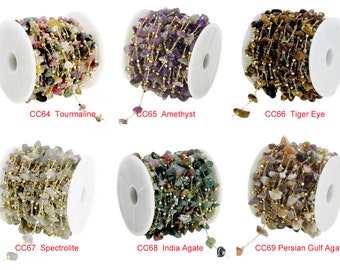 Fashion 1 Yard Natural Stone Beading Chain Brass Copper Chain for Bracelet Necklace Glass Mask Decoration Shoes Clothes Jewelry Making