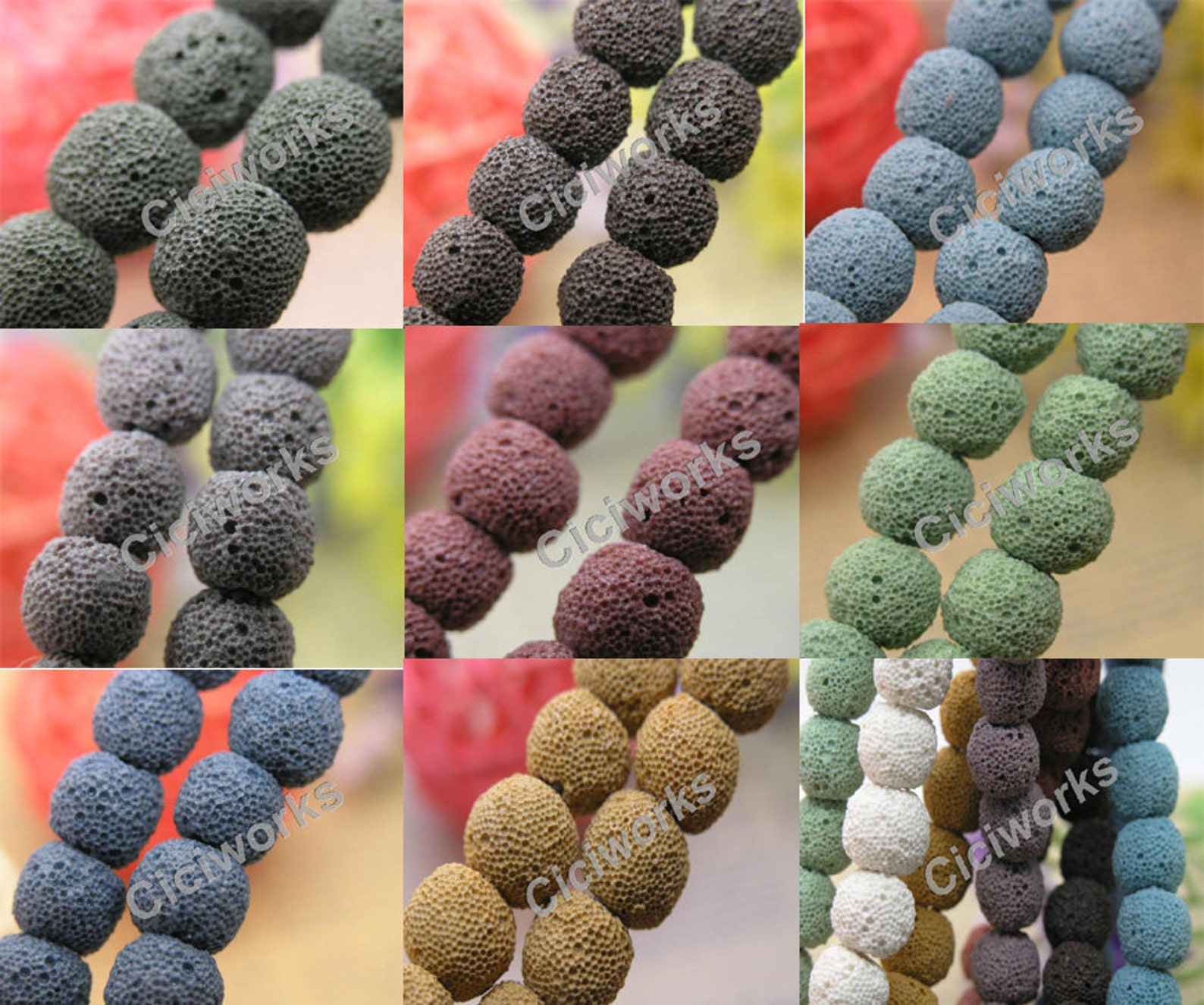 100pcs Mixed Color lava stone beads round shape lava beads Etsy