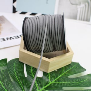 100 Yards 2.6mm Gray Suede Korean Velvet Leather Cord String Rope Thread 1.5mm Thickness Korean Suede Leather, Suede Leather String