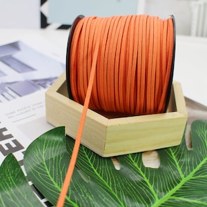 100 Yards 2.6mm Orange Suede Korean Velvet Leather Cord String Rope Thread 1.5mm Thickness Korean Suede Leather, Suede Leather String