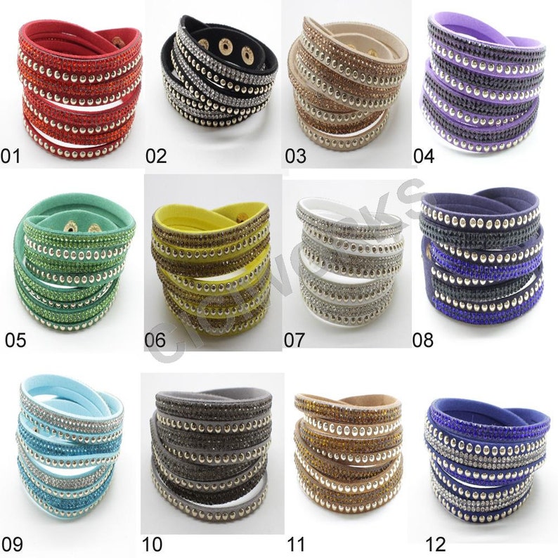 U Pick 1PCS Leather Wrap Bracelet-Unisex Crystal Leather Bracelet-Jewelry Accessories MCR70
