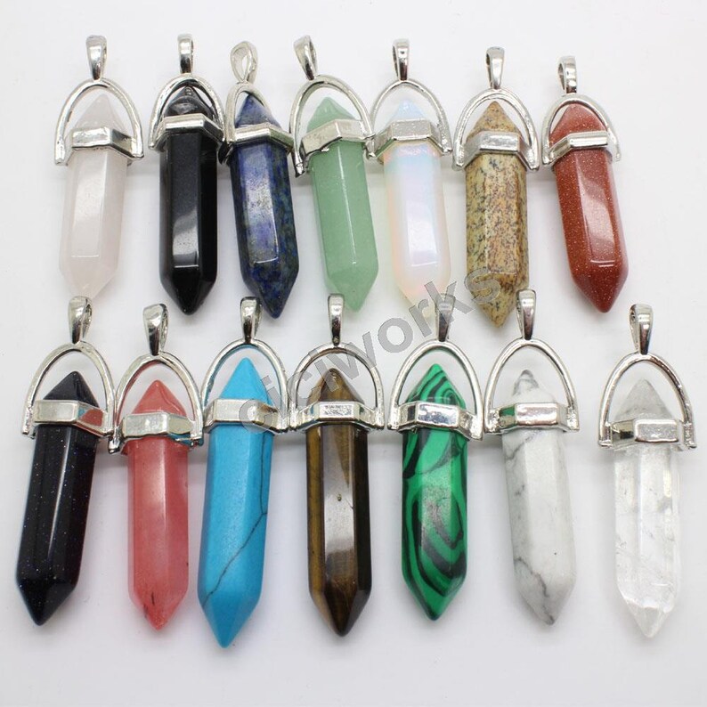 15pcslot Muti-color 1.5/'/'x12 /'/' Wire Wrapped Crystal Amethyst Gemstone Pendant Natural Crystal Charm Chokers Jewelry Making GD15AM146