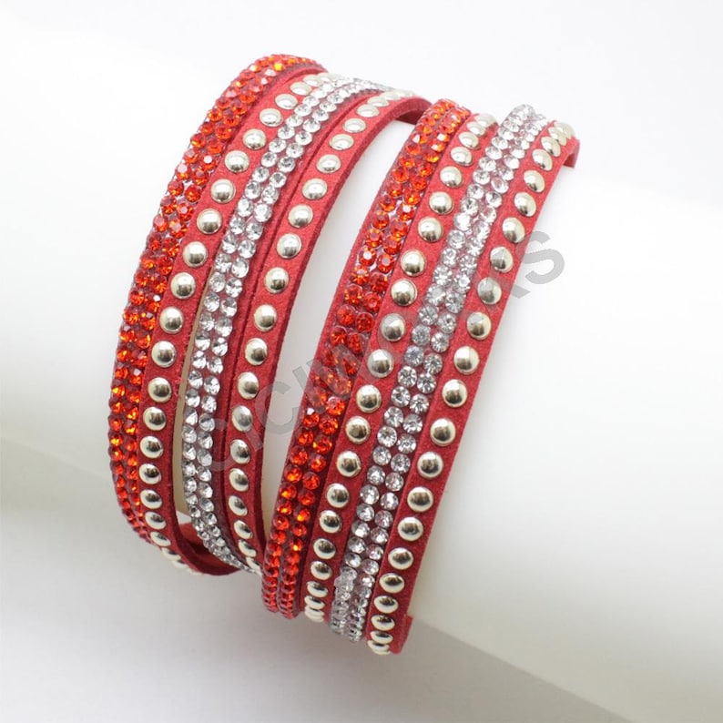 U Pick 1PCS Leather Wrap Bracelet-Unisex Crystal Leather Bracelet-Jewelry Accessories MCR70