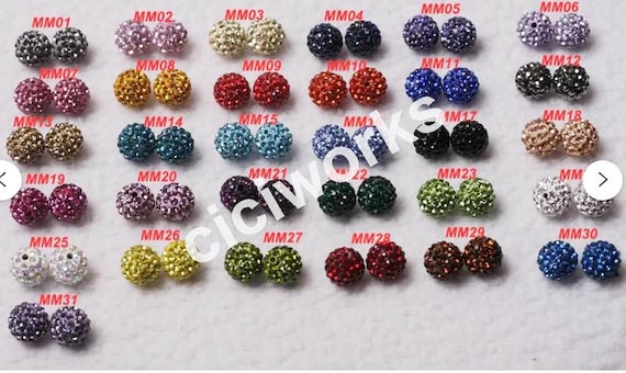 12mm Rhinestone Beads - 50pcs Sparkly Clay Beads For DIY Jewelry Making, Friendship Bracelets & Crafts
