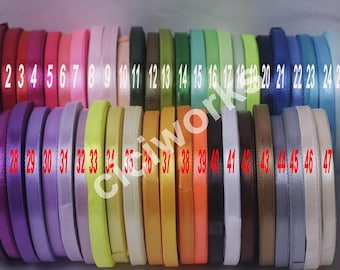 Full 47 colors 2 roll 50 yards 1/4&quot; 6mm Signle Faced Satin Ribbon Solid Color Weddings, crafts, hair bows , Pick your colros