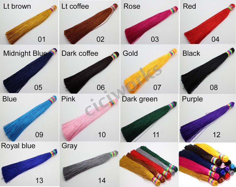 14pcs 6/'/'inch Silk Tassel EarringBraceletKeychainHandbag Tassel Jewelry Making Supplies GD28ST163