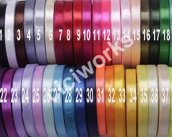 Full 39 colors 2rolls 3/8&quot; 10mm Signle Faced Satin Ribbon Solid Color Weddings, crafts, hair bows