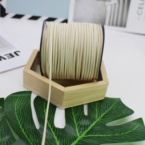 100 Yards 2.6mm Beige Suede Korean Velvet Leather Cord String Rope Thread 1.5mm Thickness Korean Suede Leather, Suede Leather String