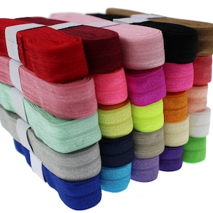 25 Yards 5/8&#39;&#39; Fold Over Elastic FOE Headband Baby Hairbow Soft Foldover Elastic Binding Webbing Tape Craft Sewing