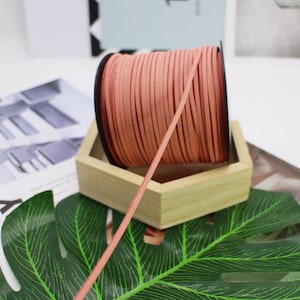 100 Yards 2.6mm Dusty Pink Suede Korean Velvet Leather Cord String Rope Thread 1.5mm Thickness Korean Suede Leather, Suede Leather String