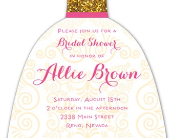 Gold Glamour Bridal Shower Invitation **Sold in Sets of 10