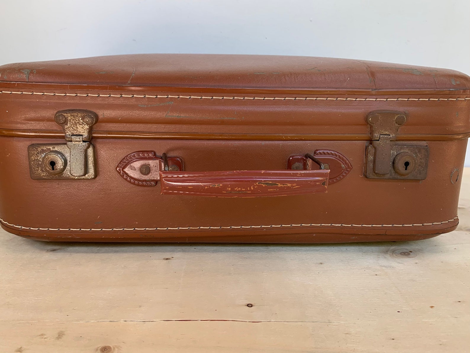 Valise Vintage 50s En Fibre Vulcanisée - Mid Century Weekender - Rétro Voyage