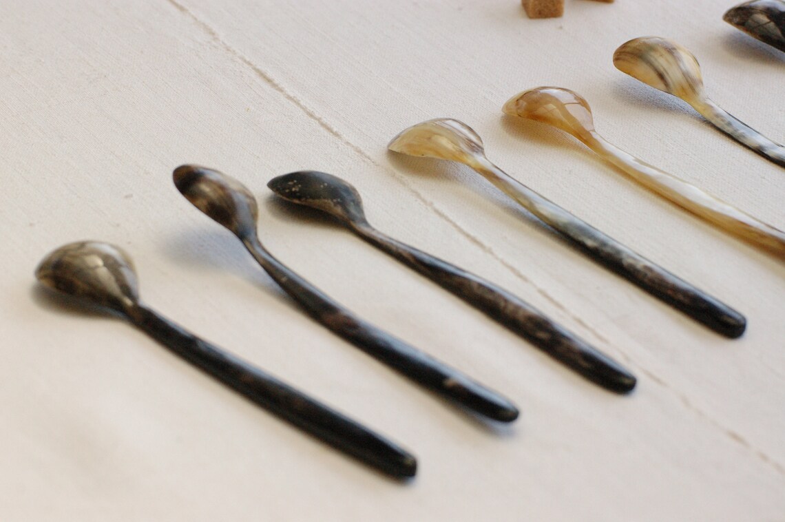Petite cuillère à café en corne véritable vintage Etsy